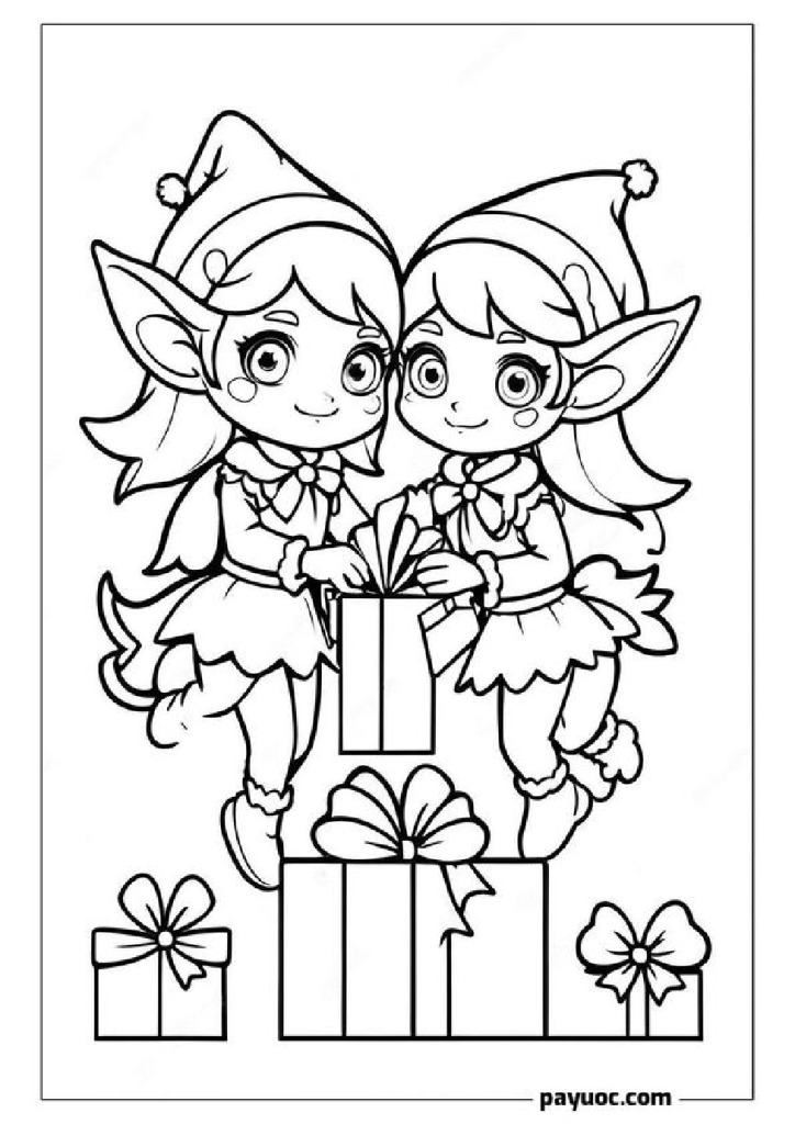 20 Anime Christmas Coloring Pages - Anime Elf Helpers 
