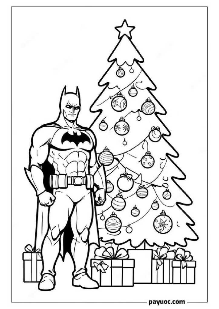 20 Batman Christmas Coloring Pages - Batman Christmas Tree 