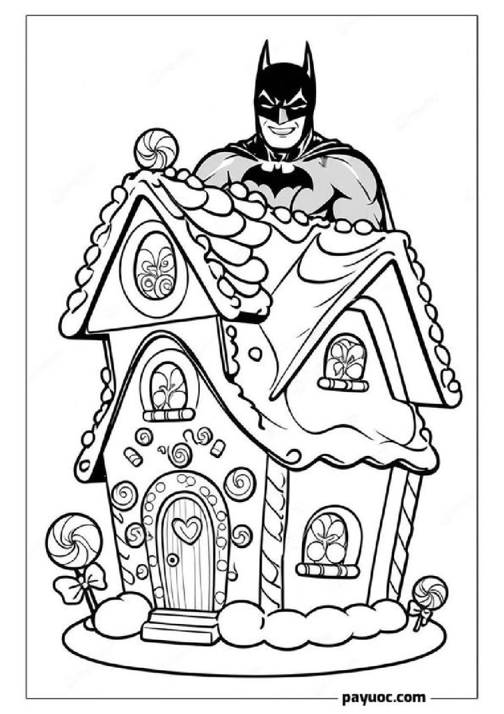 20 Batman Christmas Coloring Pages - Batman Gingerbread House 