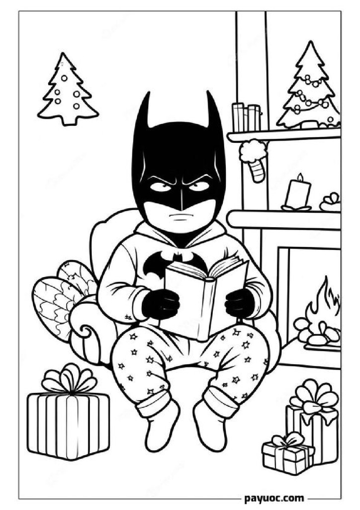 20 Batman Christmas Coloring Pages - Batman In Christmas Pajamas 