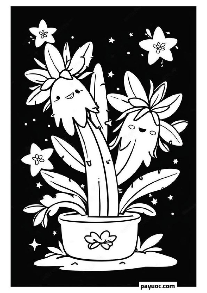 20+ Christmas Cactus Coloring Pages (FREE PDFs)