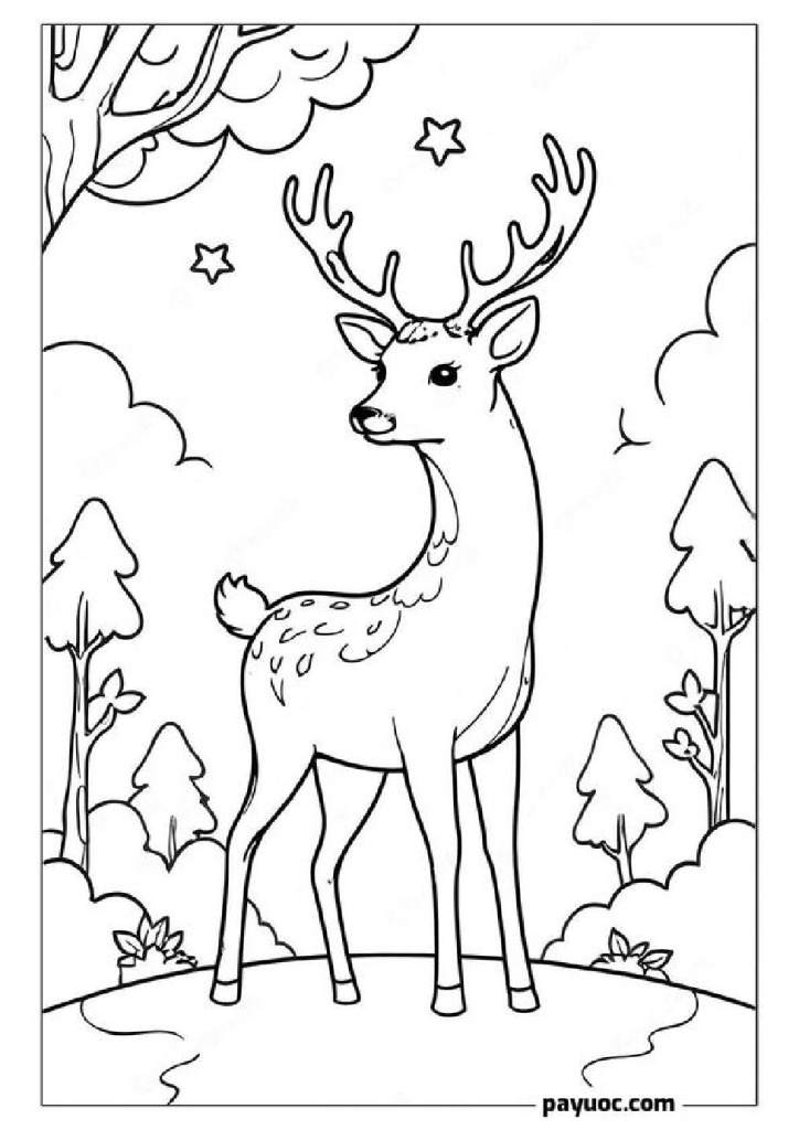 Christmas Deer Coloring Pages