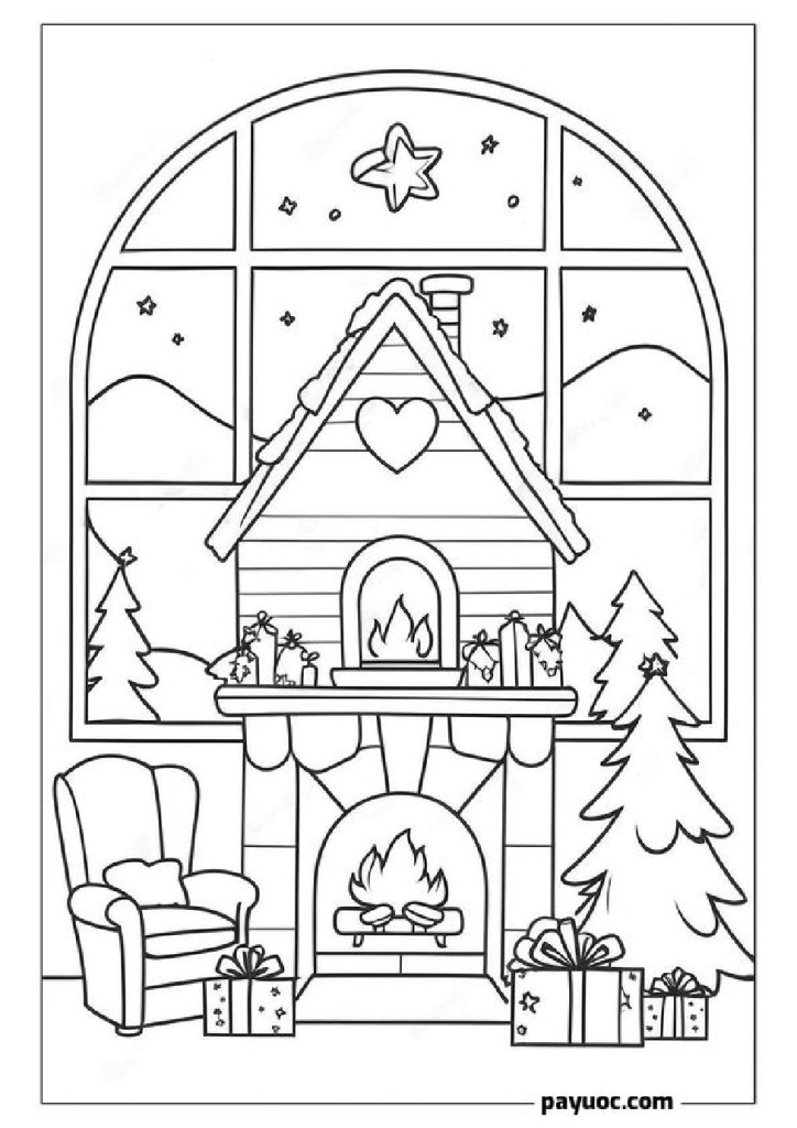 Christmas Cabin Coloring Pages
