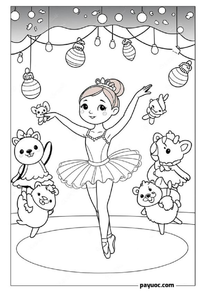 Christmas Ballerina Coloring Pages