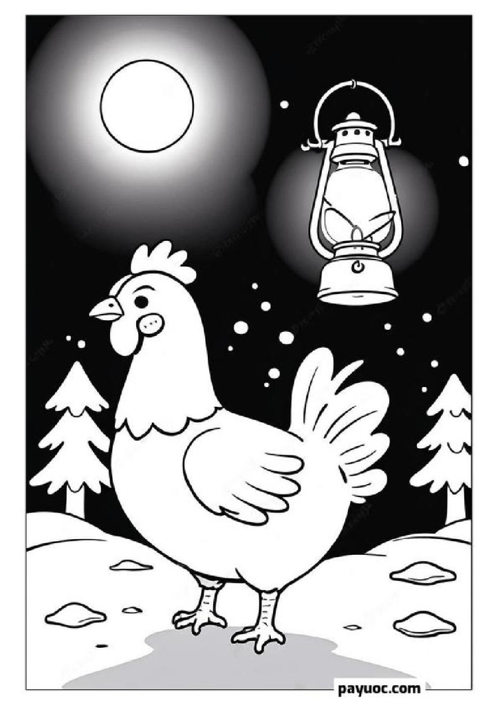 Christmas Chicken Coloring Pages