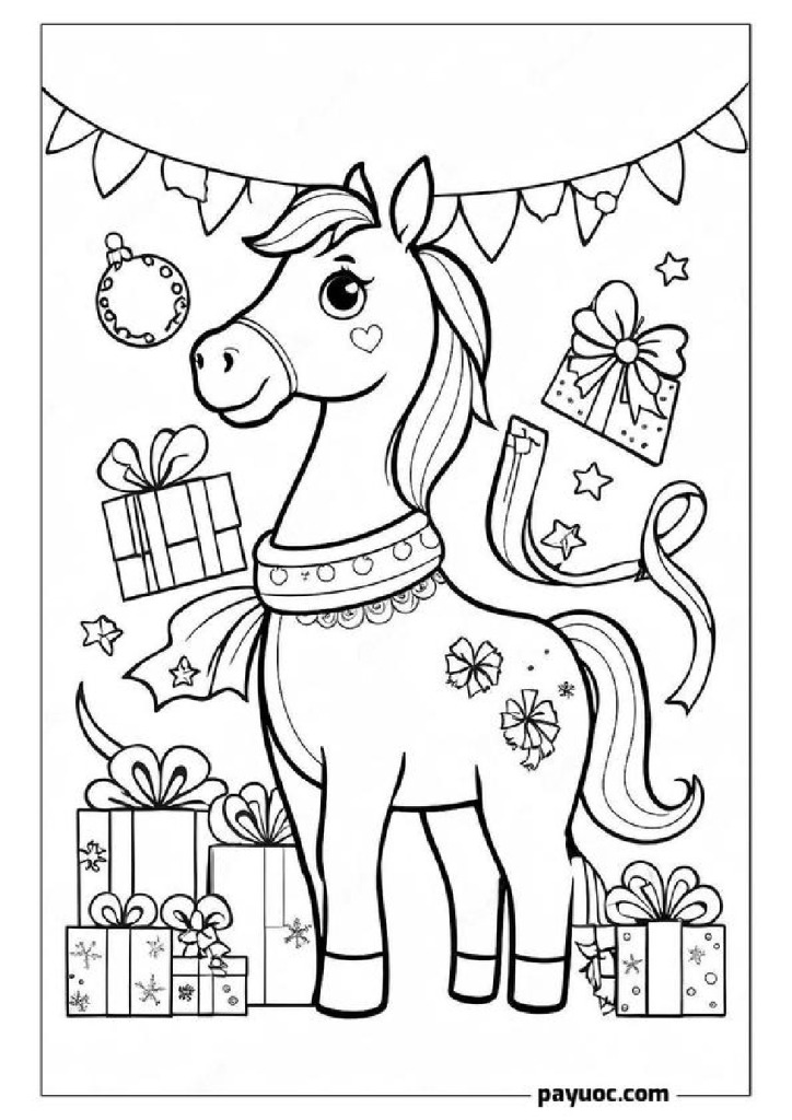 Christmas Horse Coloring Pages
