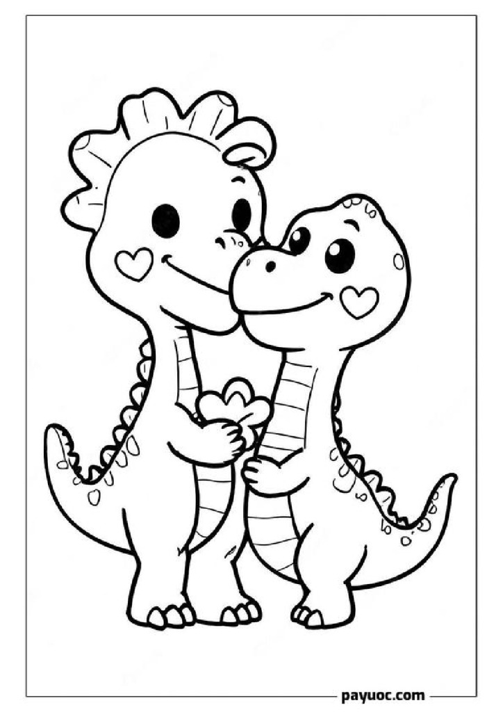 Dinosaur Valentine Coloring Pages
