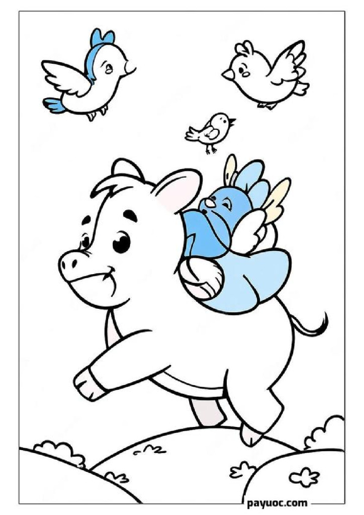 Piglet Riding Eeyore Coloring Pages