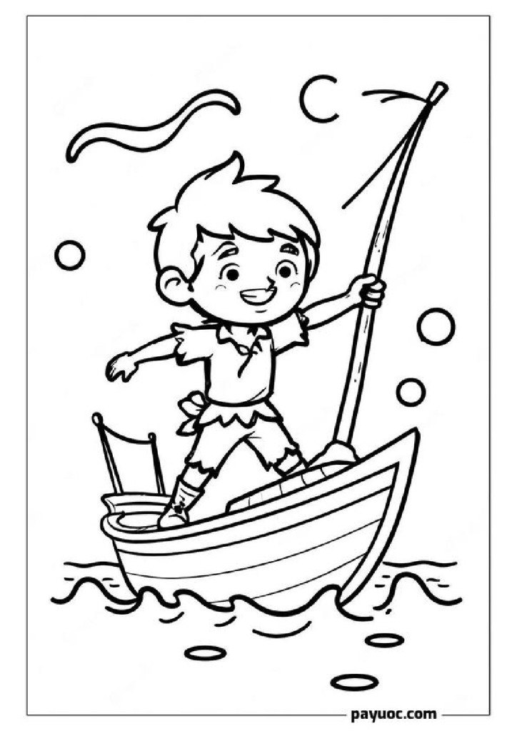 Peter Pan in Boat Coloring Pages
