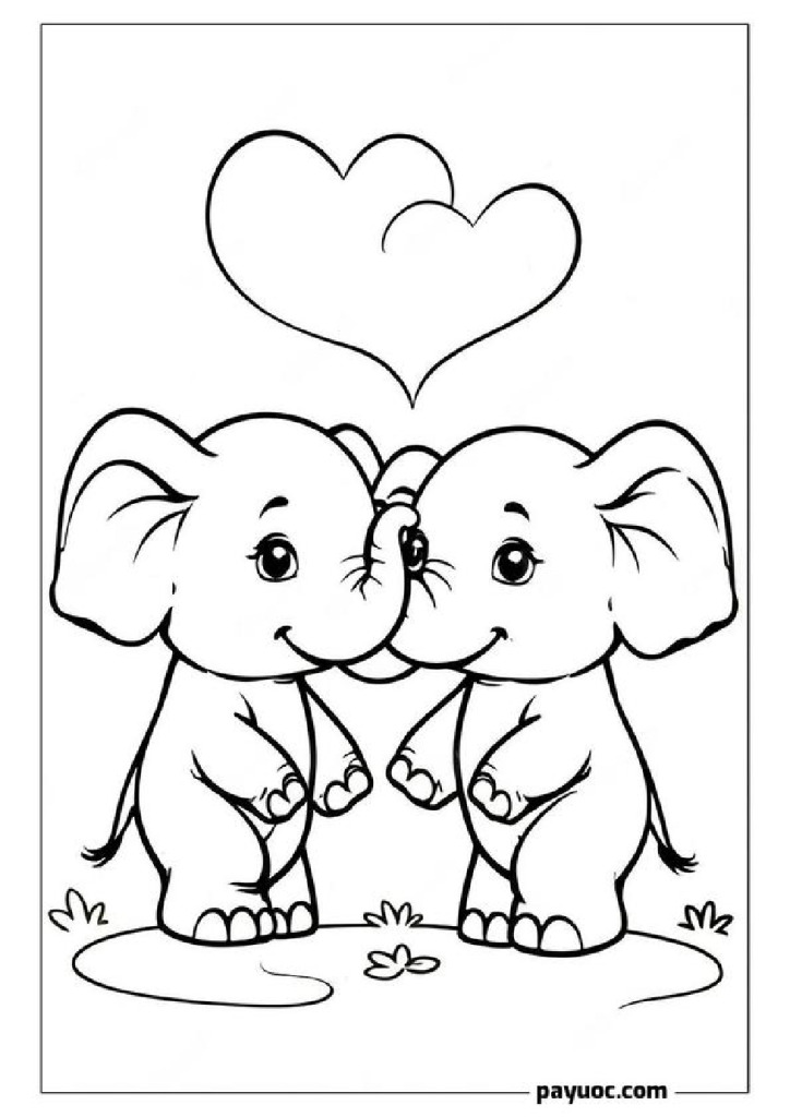 35+ Elephant Valentine Coloring Pages (FREE PDFs)