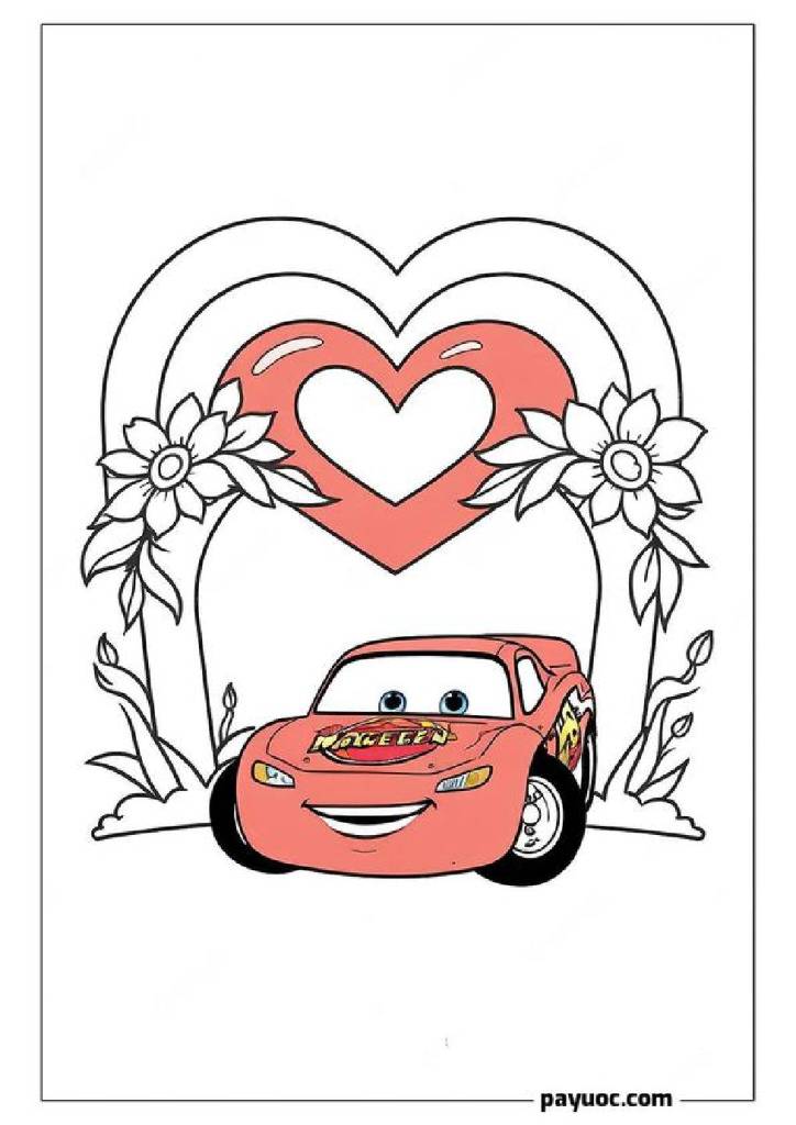 40+ Lightning McQueen Valentine's Coloring Pages (FREE PDFs)