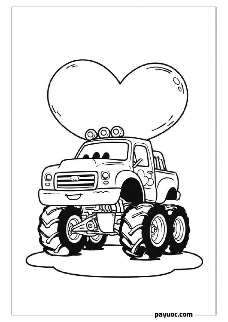 30+ Monster Truck Valentine Coloring Pages (FREE PDFs)
