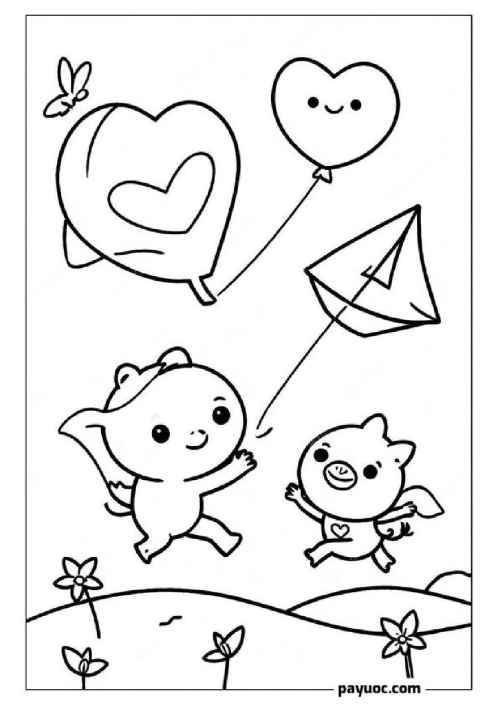 Piggy and Kermit Valentine Coloring Pages