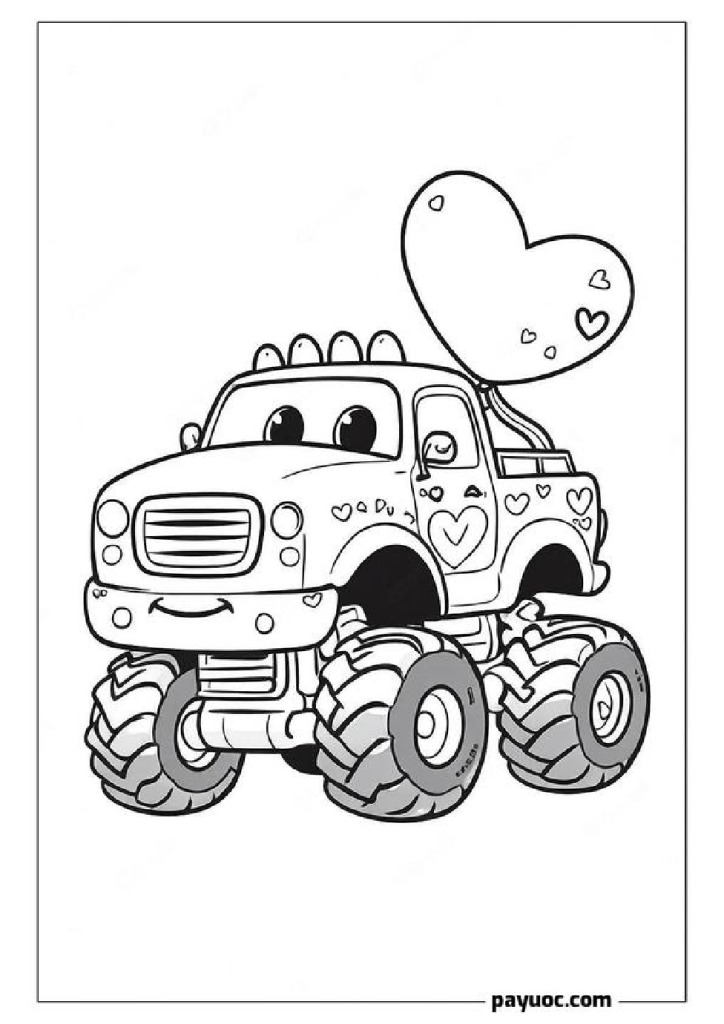 30+ Monster Truck Valentine Coloring Pages (FREE PDFs)