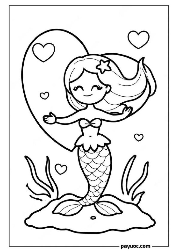 40+ Mermaid Valentine Coloring Pages (FREE PDFs)