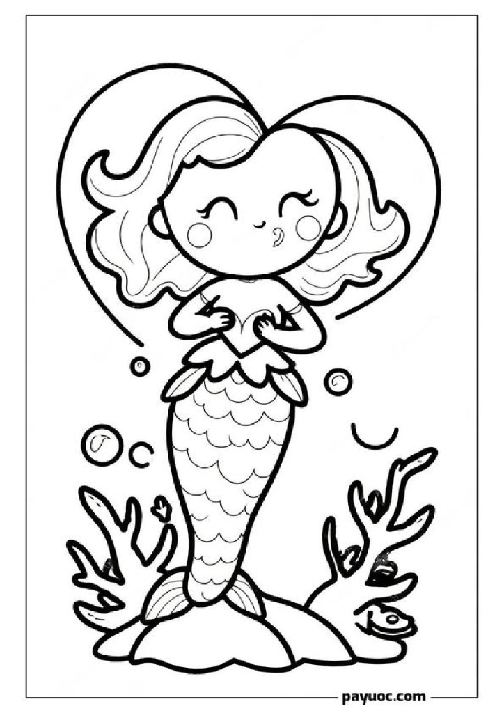 40+ Mermaid Valentine Coloring Pages (FREE PDFs)