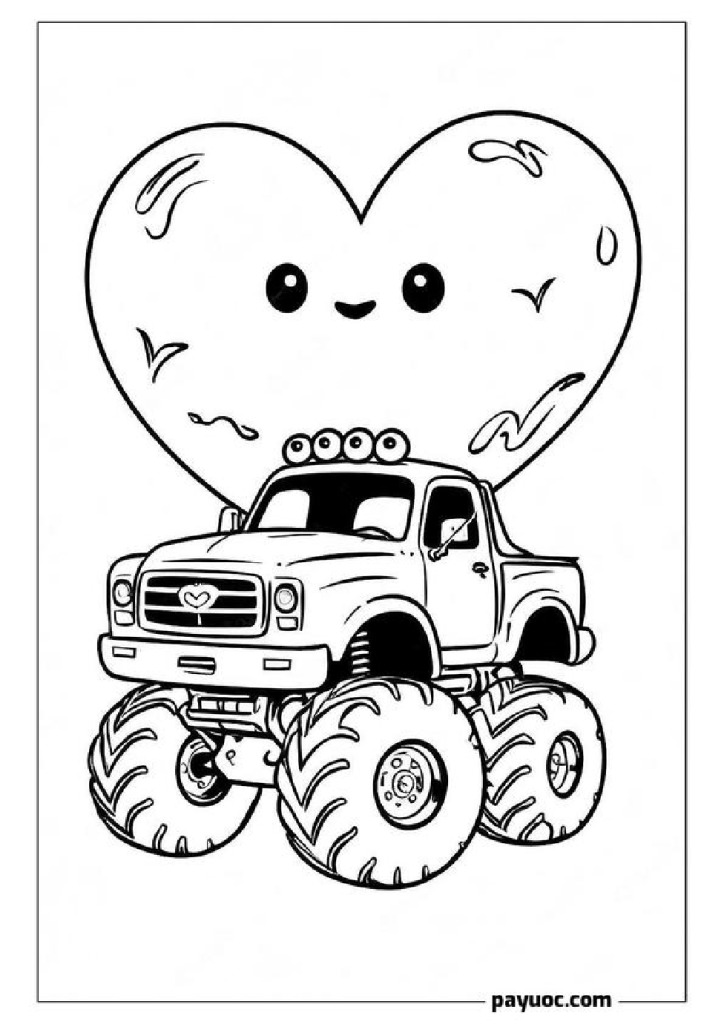 30+ Monster Truck Valentine Coloring Pages (FREE PDFs)