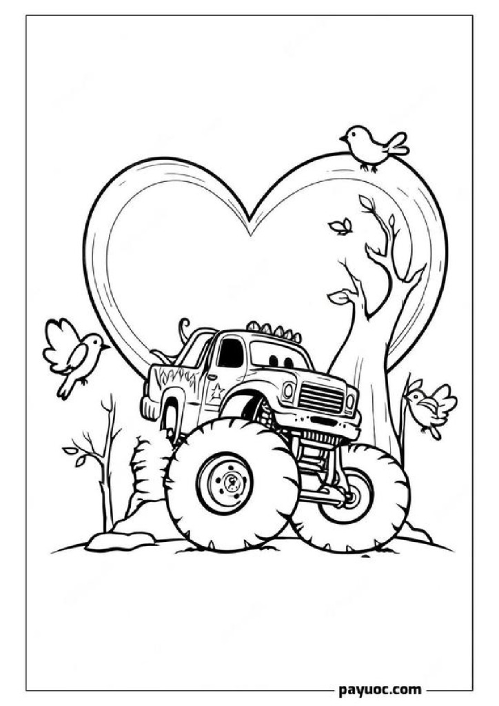 30+ Monster Truck Valentine Coloring Pages (FREE PDFs)