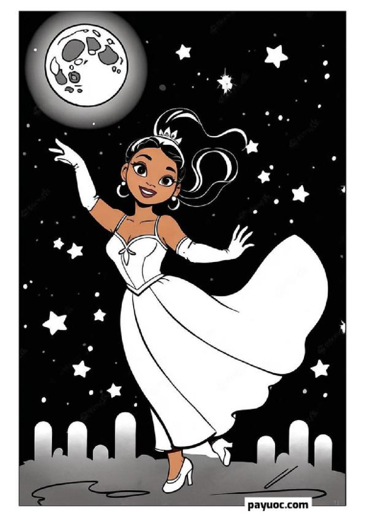 Coloring Pages of Tiana’s Wedding Dress