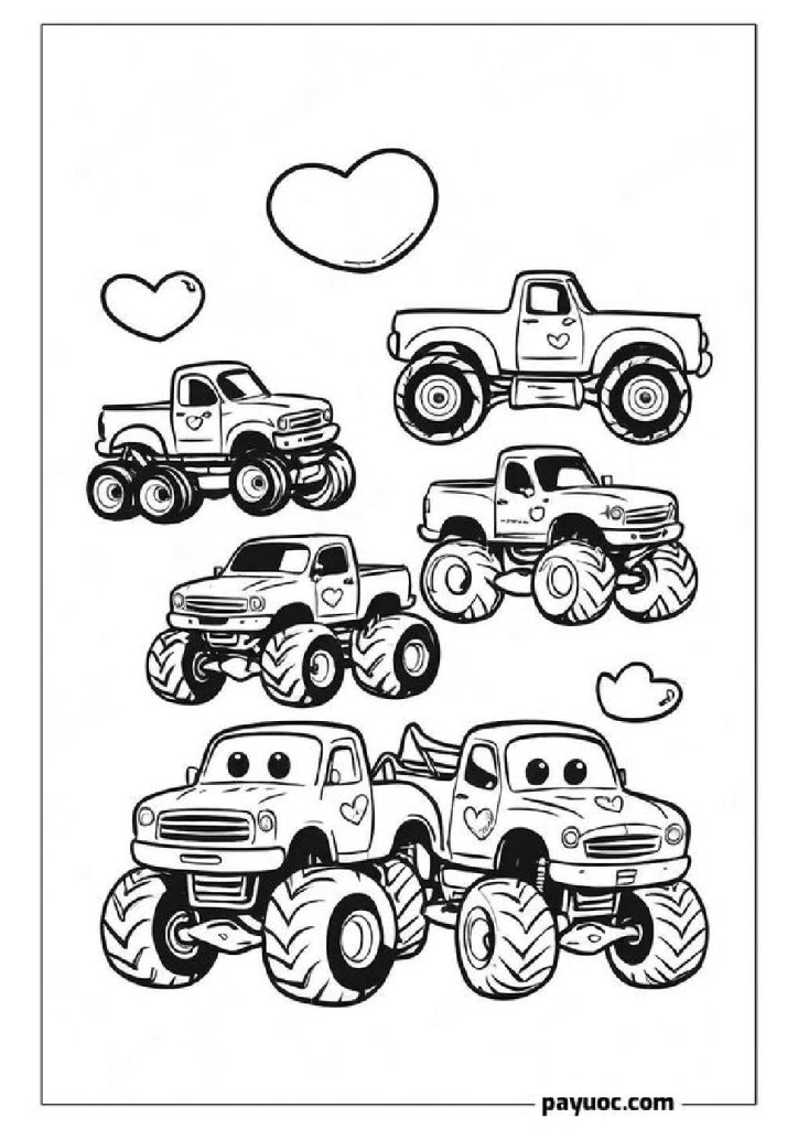 30+ Monster Truck Valentine Coloring Pages (FREE PDFs)