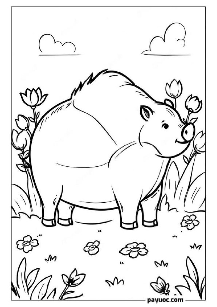 Boar in Floral Bliss