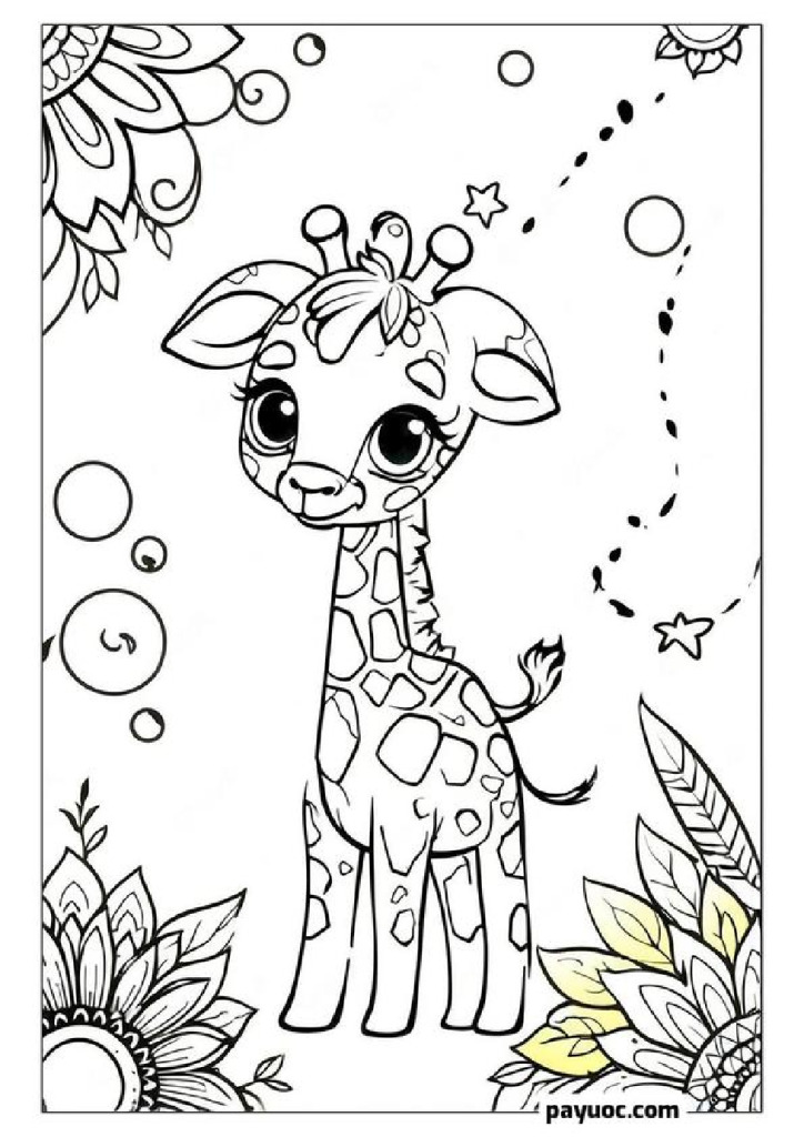 Baby Giraffe Mandala Coloring Sheets