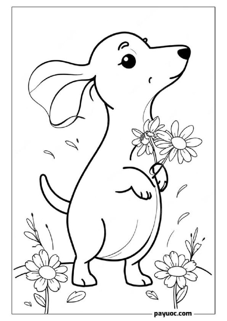 Dachshund Blowing Dandelions