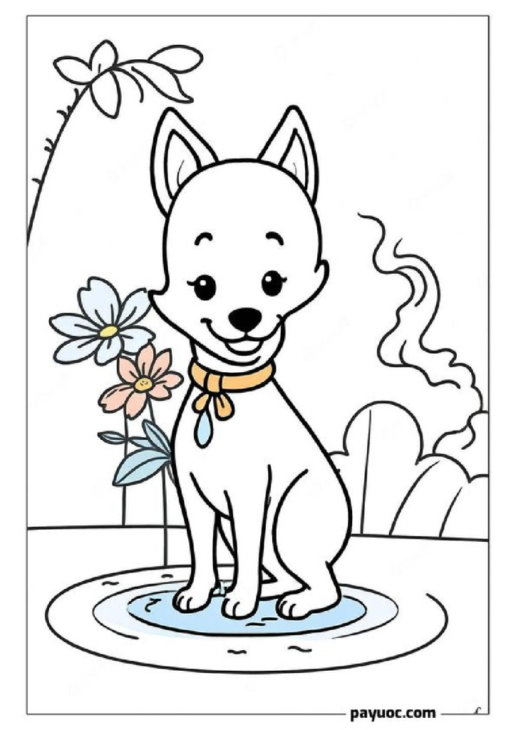 Dingo and Flower Fountain