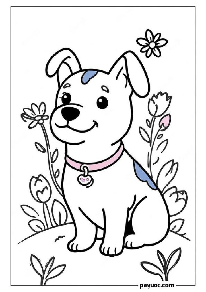 Dog with Colorful Blooms