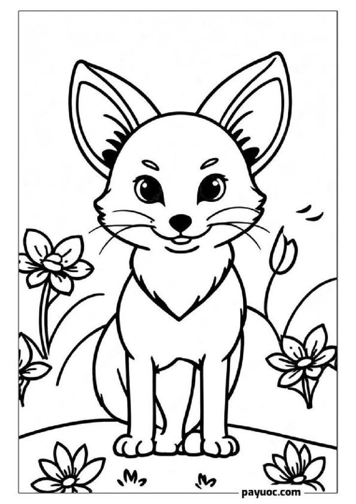 Fennec Fox in Flower Fields