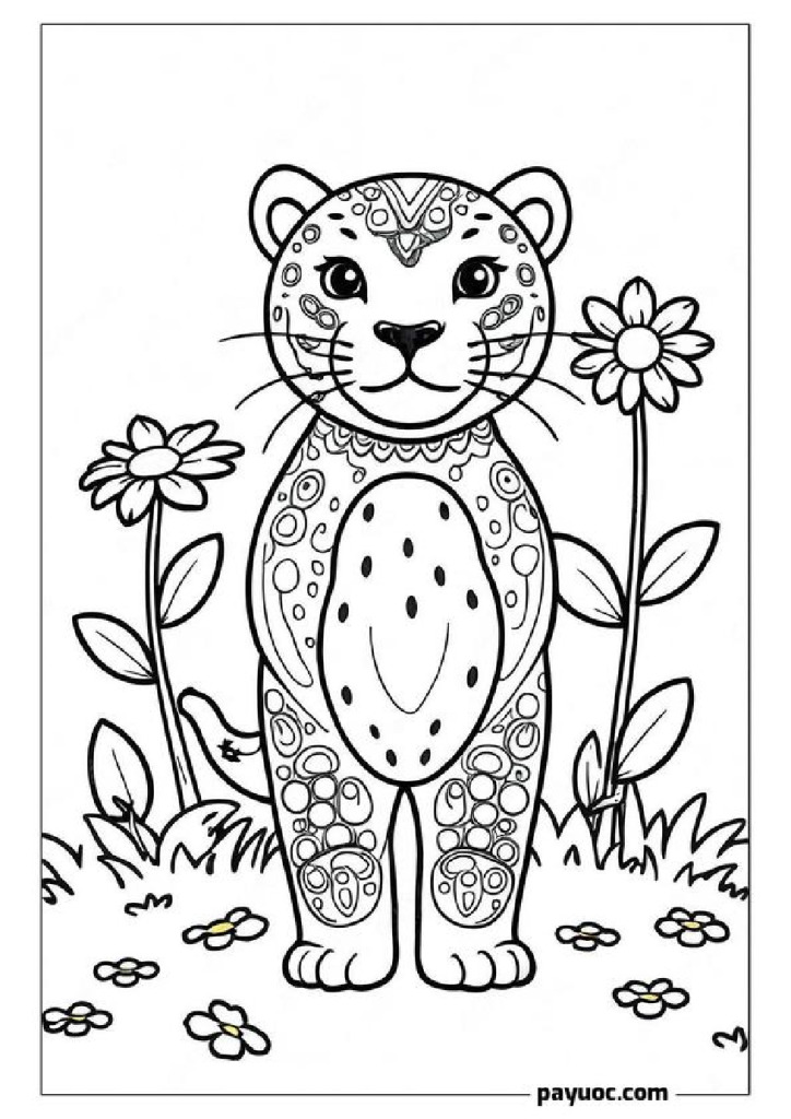 Jaguar in Flower Field