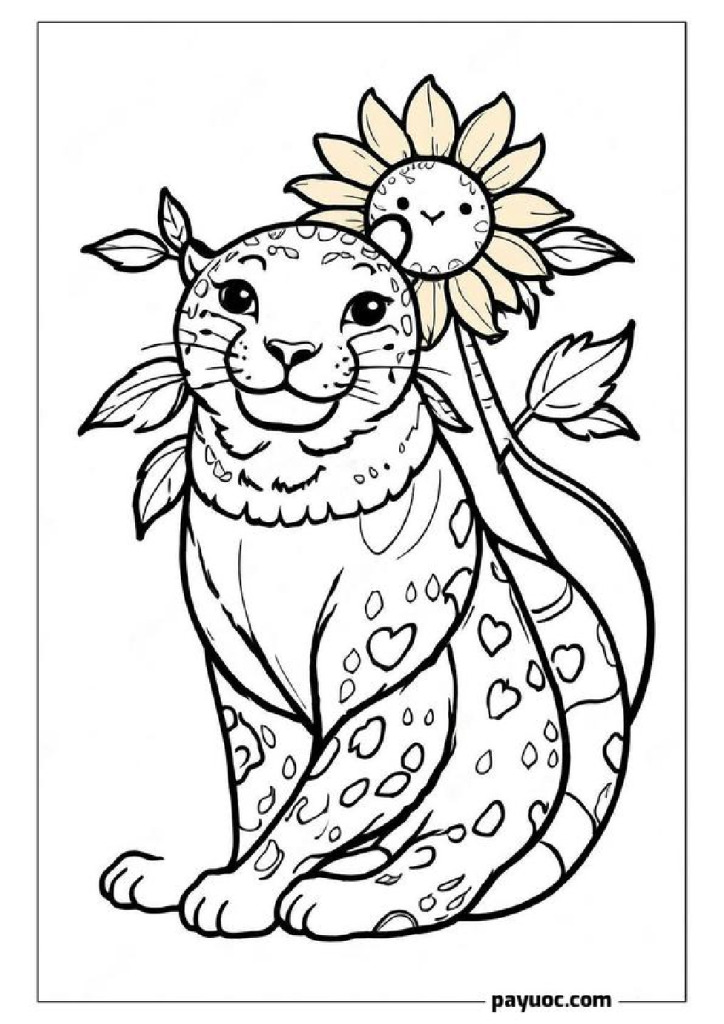 Jaguar with Flowers