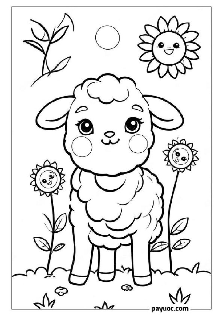 Lamb with Sunflowers