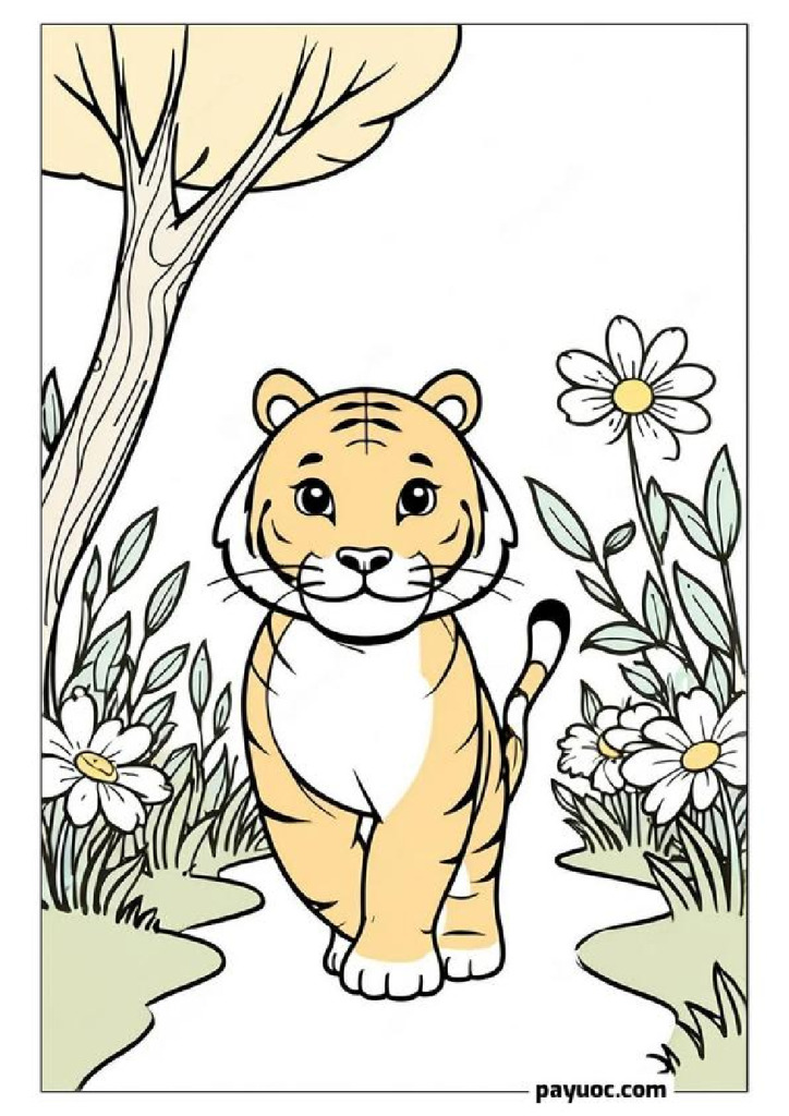 Tiger on Flower Path