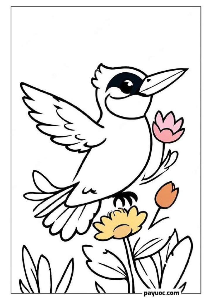 Woodpecker and Flowers
