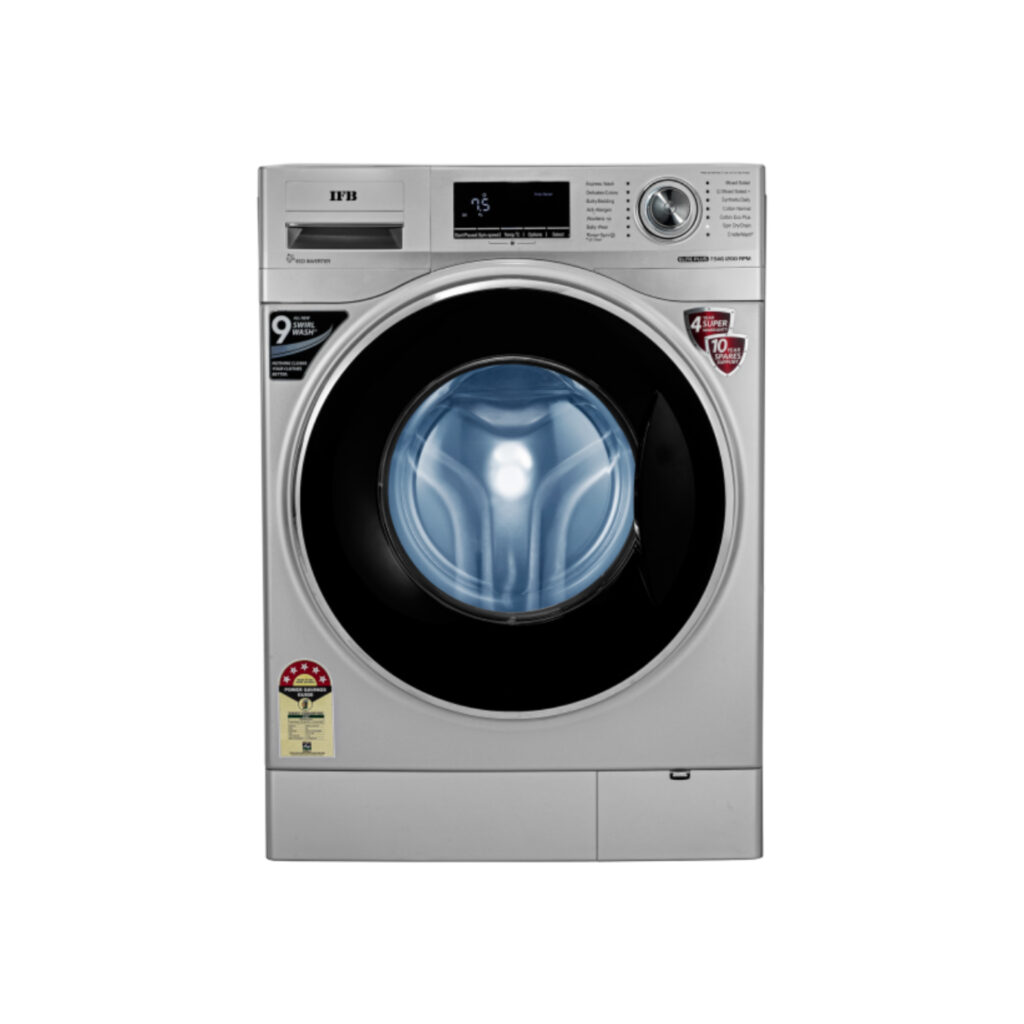 IFB 8 Kg 5 Star Fully-Automatic Front Loading Washing Machine (Senator plus SX, Silver, Cradle wash, 3D wash Technology) 