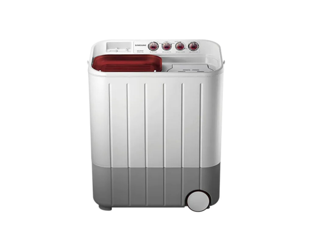 Samsung 6.5 kg Semi-Automatic 5 Star Top Loading Washing Machine (White and Maroon, Double Storm Pulsator)