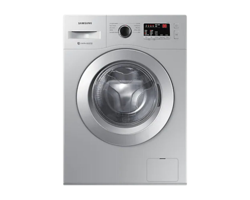 Samsung 6.0 Kg Inverter 5 star Fully-Automatic Front Loading Washing Machine (WW 60R20 GLASSTL, Silver, Hygiene steam)